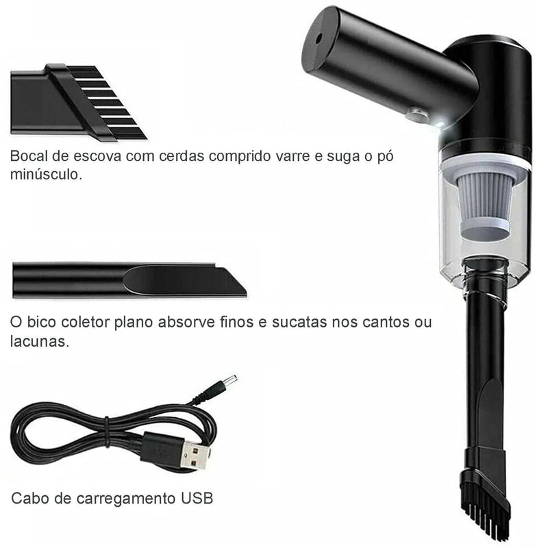 Mini Aspirador Portátil Potente 120W Carro e para Casa - Lançamento (Nacional 🇧🇷)