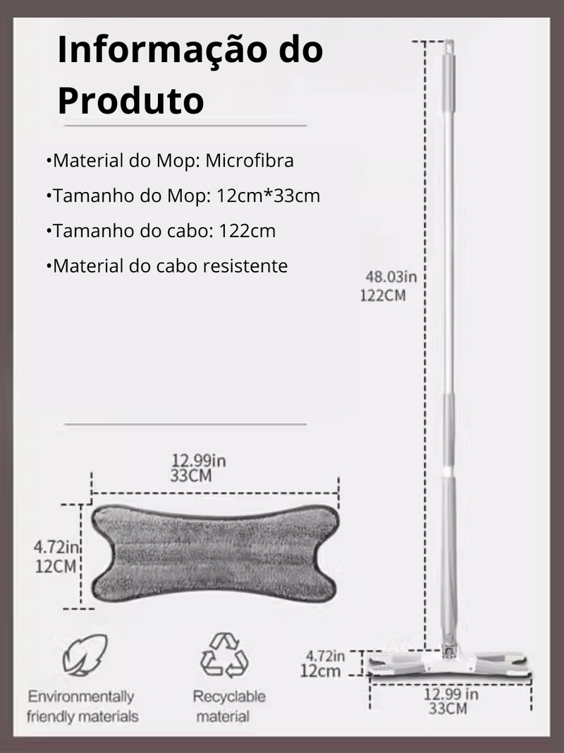 Mop de Limpeza com Torcedor de Pano Automático - Easy Clean Mop (Nacional 🇧🇷)